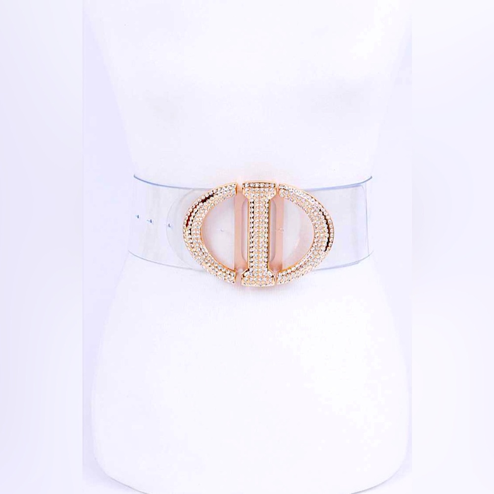 Plus Size Rhinestone Clear Statement Belt
